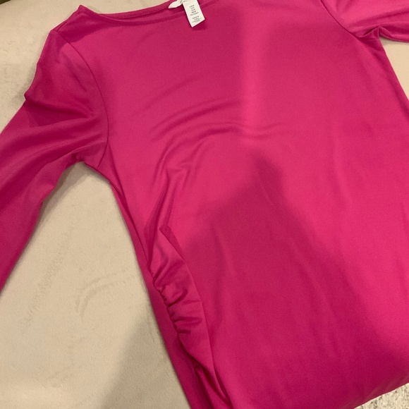 H&M Pink M Shift dress Ruching on side Minimalist Scandi Girl Normcore Mama - Picture 7 of 9